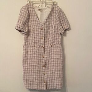 Nanette Lepore Purple and White Checkered Mini Dress